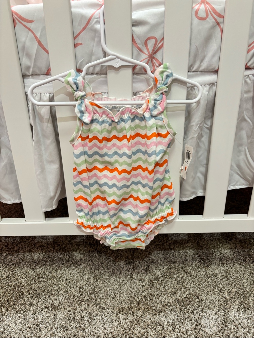 Baby Girl Multi-Color Wavy Stripe Romper